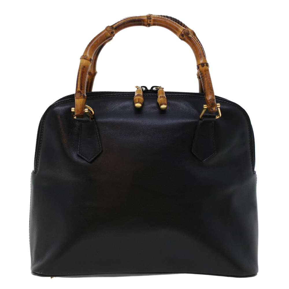 GUCCI Bamboo Hand Bag Leather 2way Black Auth 45974 - Picture 13 of 16